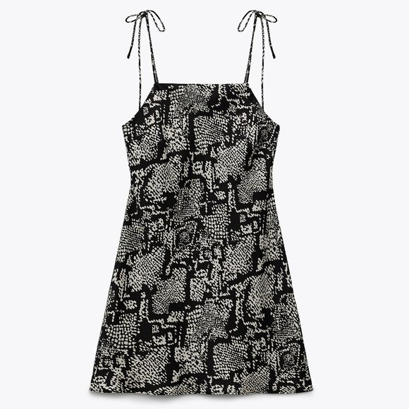 Zara Mini Adjustable tie strappy dress Animal Snakeskin Print - Picture 1 of 7